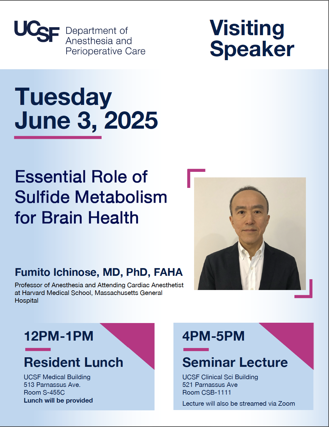 Event flyer featuring headshot of man with short dark hair wearing a dark suit jacket over a white shirt.