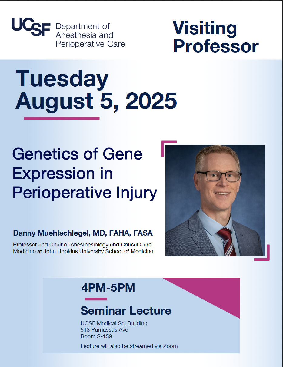 Event flyer featuring a headshots of a man with short light hair wearing glasses and a suit and tie.