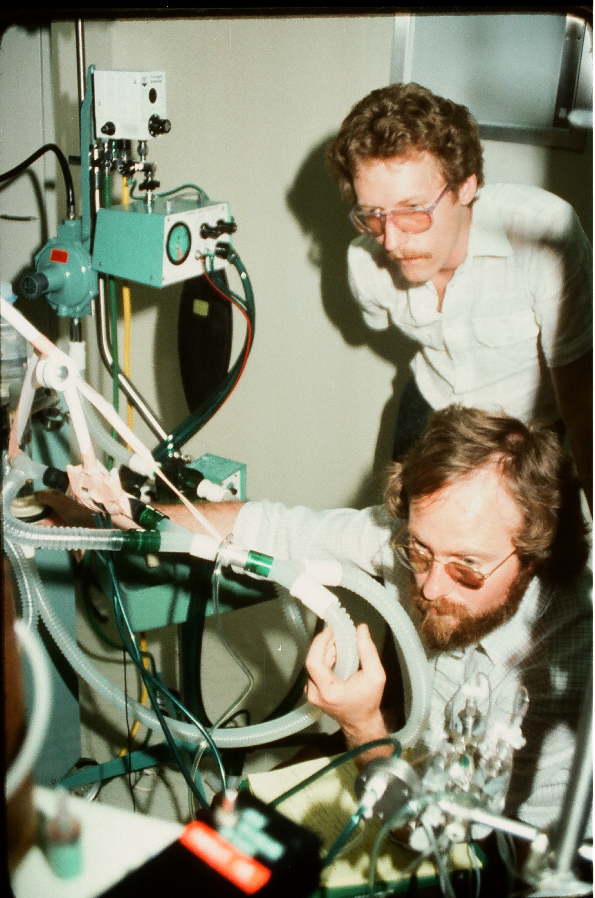 RCS researchers Rich Kallet, James Alonso and Mark Siobal celebrating the publication of the  ARDS dead-space paper in the New England J of  Medicine (Circa 2002)