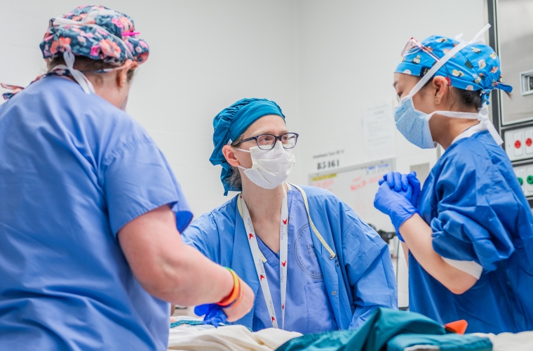 Dr. Kate Kronish and colleagues in the OR on Parnassus