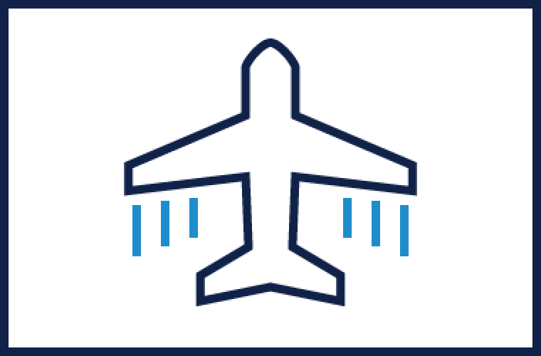 outline of an airplane indicating travel