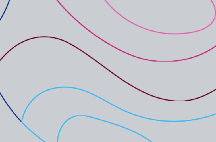 Curved blue and purple pattern on a gray background.