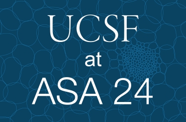 UCSF at ASA 24 blue and white cell graphic with large letters