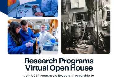 Event flyer with images of people in research medical settings.