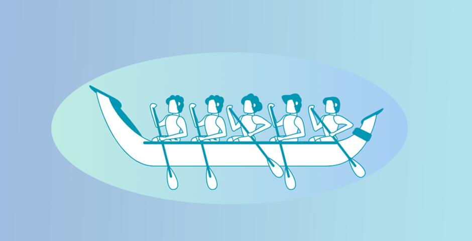 Logo for CREW Lab showing five rowers in a scull.