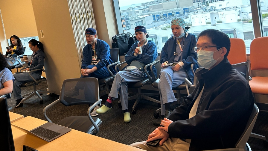 Department members watching grand rounds from our offices on Parnassus