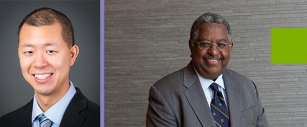Portraits of Dr. Vincent Lew and former UCSF Chancellor Haile T. Debas