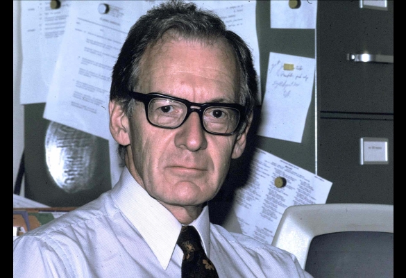 Dr. John Severinghaus in his office, circa 1983.