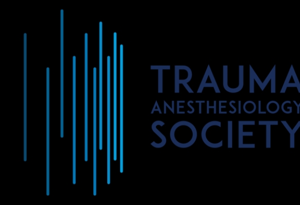 Trauma Anesthesia Society logo blue on black background.