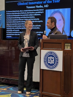Vanessa Henke, MD, receiving her Clinical Innovator of the Year Award at the CSA Annual Meeting