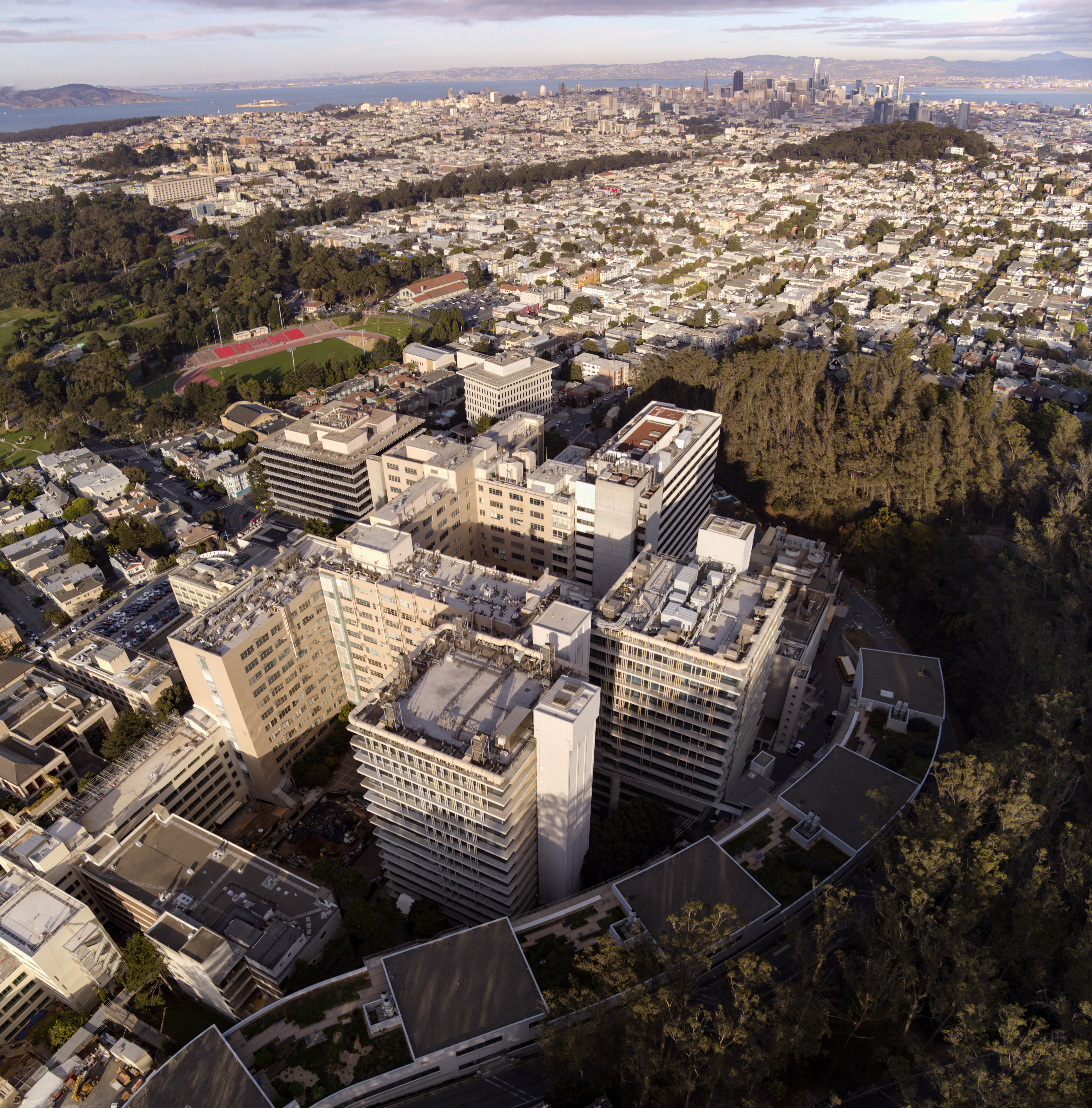 aerial view of the UCSF Parnassus Campus, showing the Parnassus Outpatient Surgery Center building