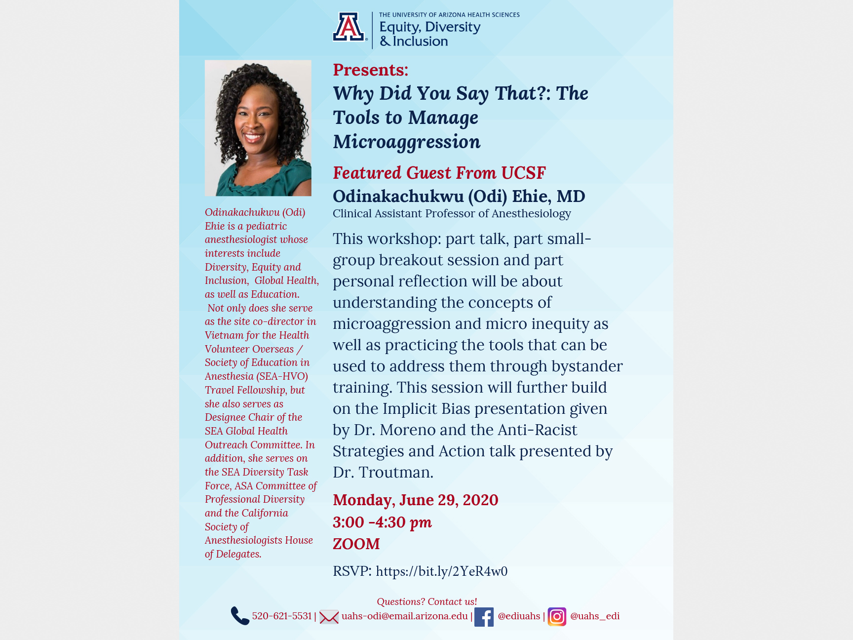 Flyer for the University of Arizona workshop